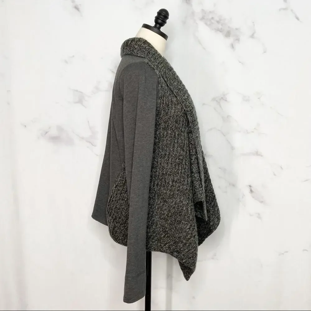 Prana Demure Cardigan Gray Waterfall Sweater Athleisure Lounge Gym Yoga Size S